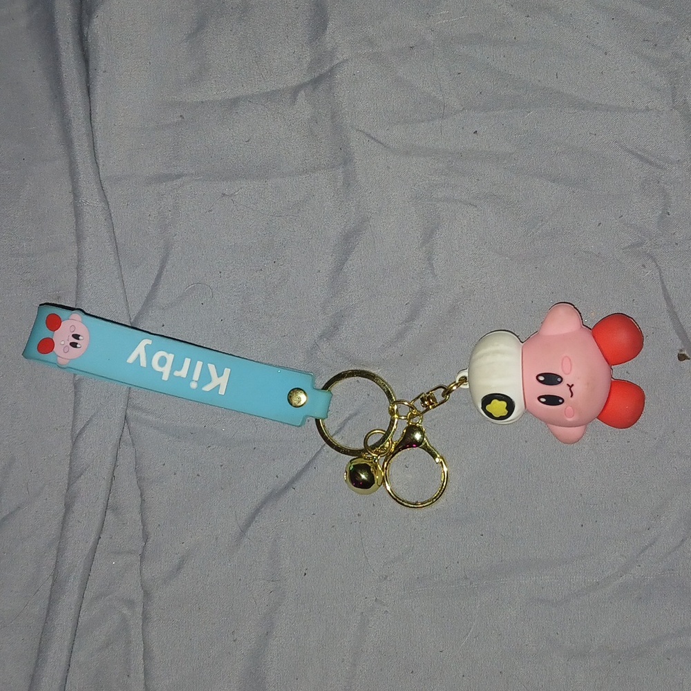 Kirby keychain with a bell